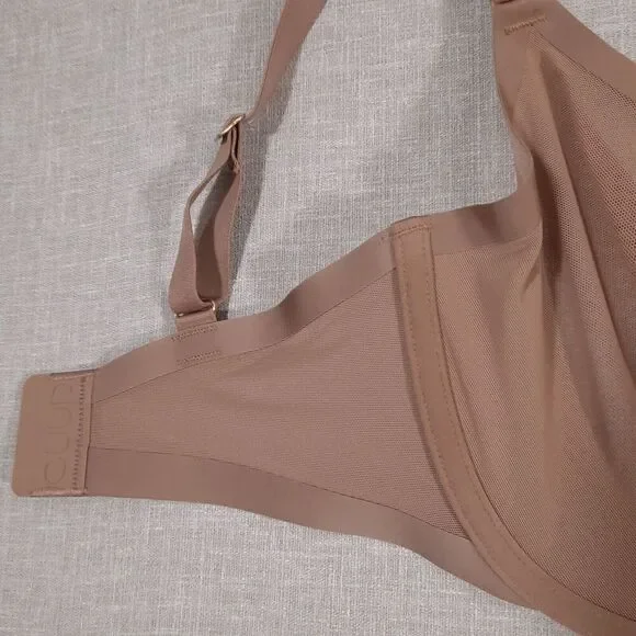 CUUP The Plunge Bra Size 32H NWOT Sheer Mesh Taupe Gold Hardware Triple Hook/Eye - Picture 10 of 14